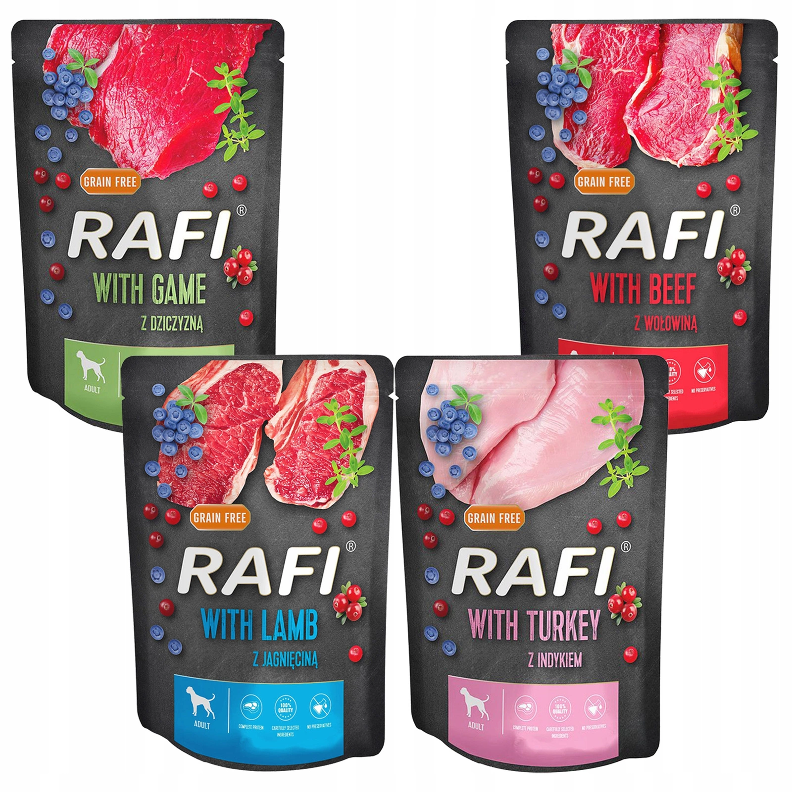Rafi dziczyzna, indyk, jagnięcina, wołowina 300 g × 4