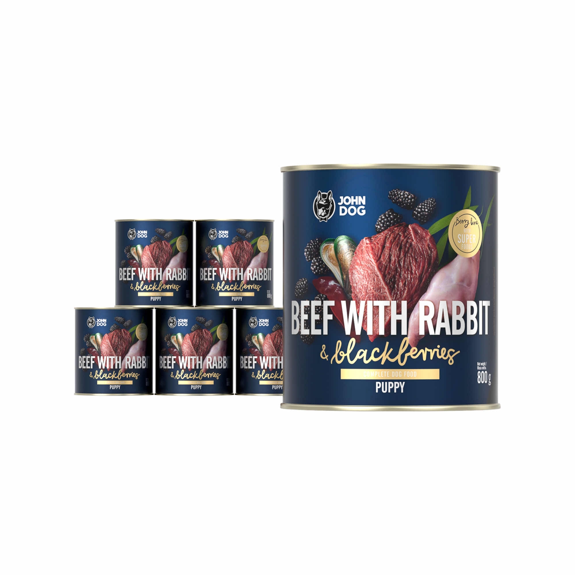 John Dog Berry królik, wołowina puppy 800 g × 6