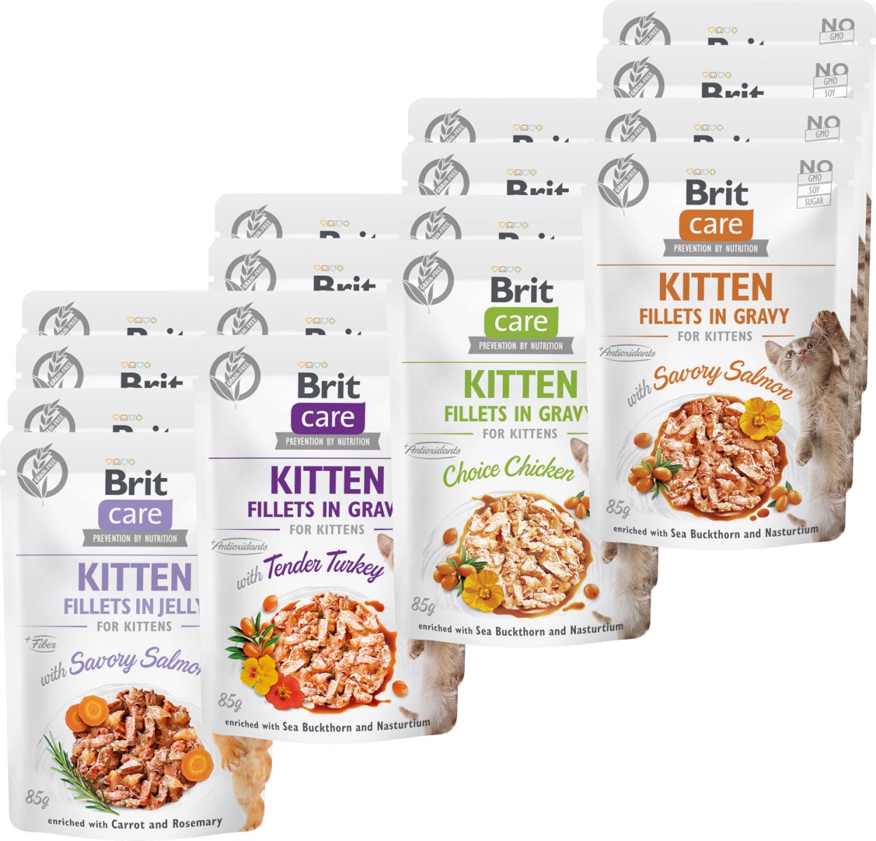 Brit Care mix smaków w sosie kitten 85 g × 12