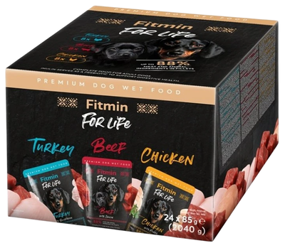 Fitmin For Life indyk, kurczak, wołowina 85 g × 24