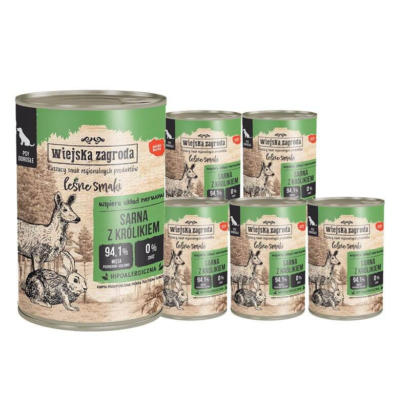 Wiejska Zagroda Leśne Smaki królik, sarna adult 400 g × 6