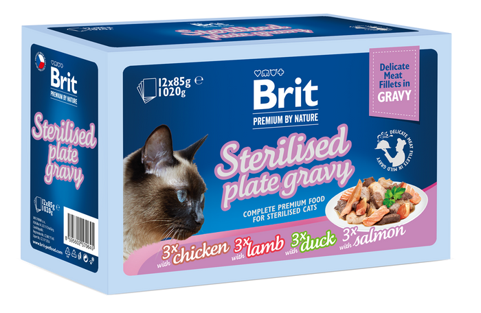 Brit Premium by Nature Sterilised mix smaków w sosie adult 85 g × 12