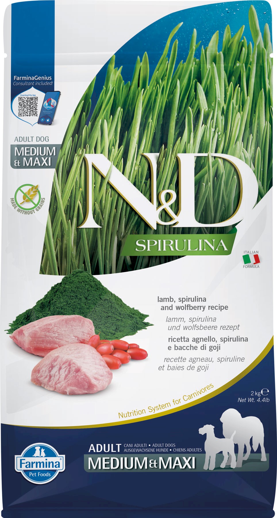 Farmina N&D Spirulina jagnięcina adult średnie, duże rasy 2 kg