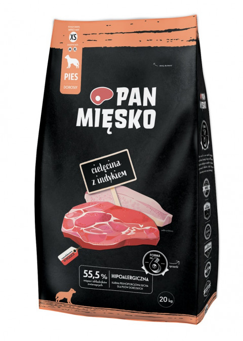 Pan Mięsko cielęcina, indyk adult małe rasy 20 kg
