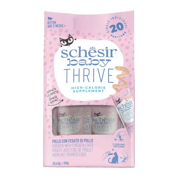 Schesir Baby Thrive kurczak, wątróbka pasztet kitten 8 g × 20