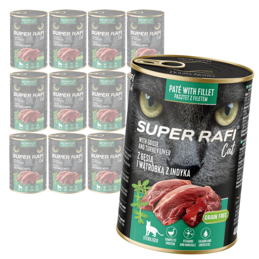 Rafi Super Rafi Sterilised gęś, indyk, wątróbka pasztet 400 g × 12
