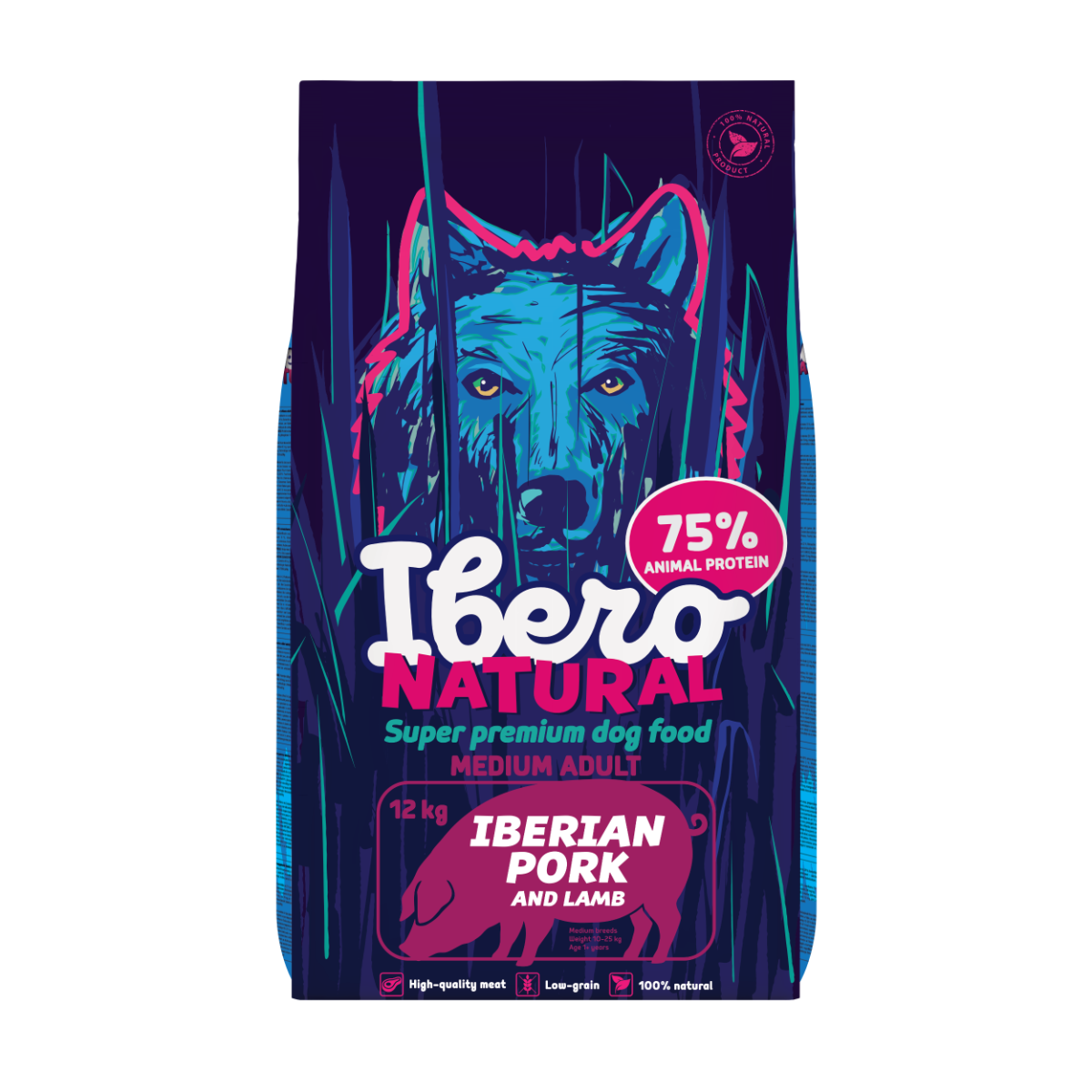 Ibero Natural dziczyzna, jagnięcina adult średnie rasy 12 kg