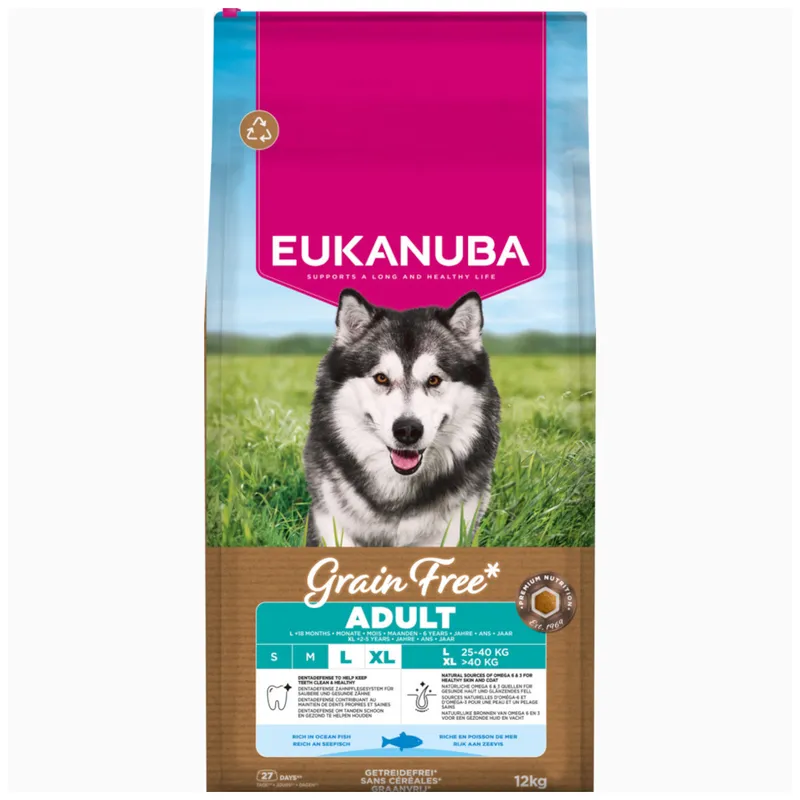 Eukanuba Grain Free ryba adult duże rasy 12 kg
