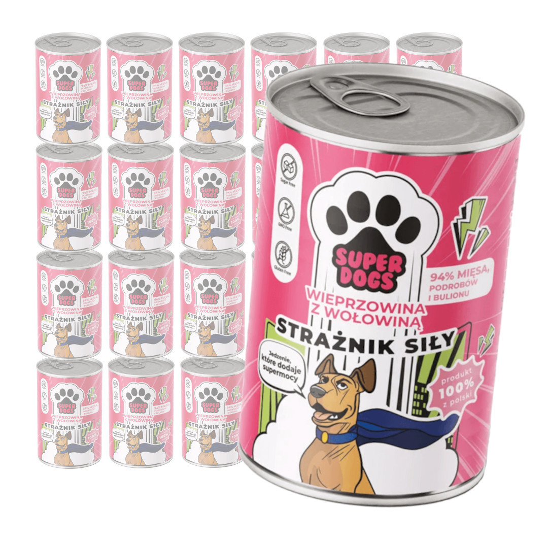 Uniszki Superdogs wieprzowina, wołowina adult 400 g × 24