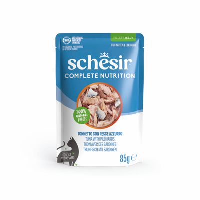 Schesir Complete Nutrition sardynka, tuńczyk w galaretce adult 85 g × 6