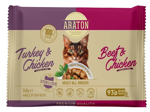 Araton Sterilised mix smaków w sosie adult 85 g × 4