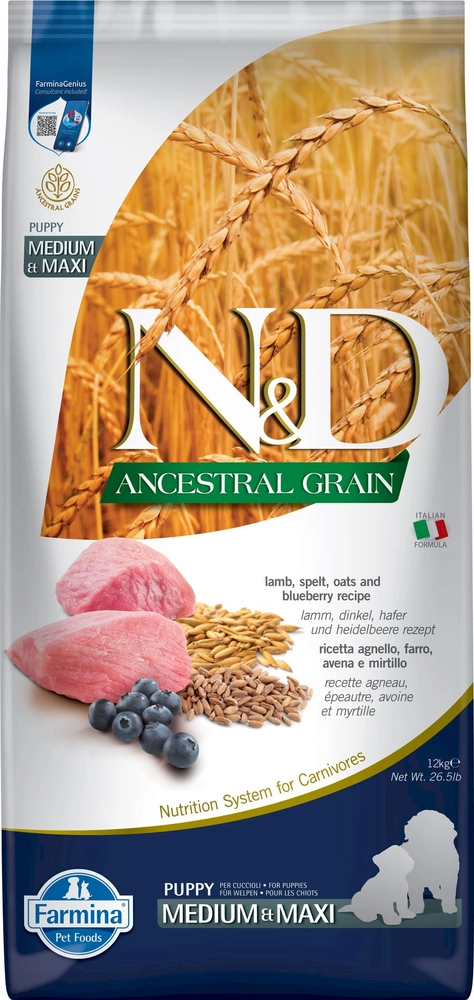 Farmina N&D Ancestral Grain jagnięcina puppy średnie i duże rasy 12 kg