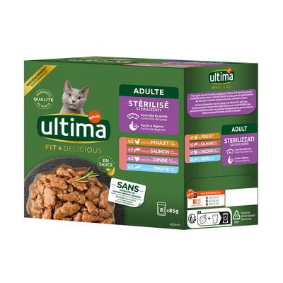 Ultima Sterilised mix smaków w sosie adult 85 g × 8
