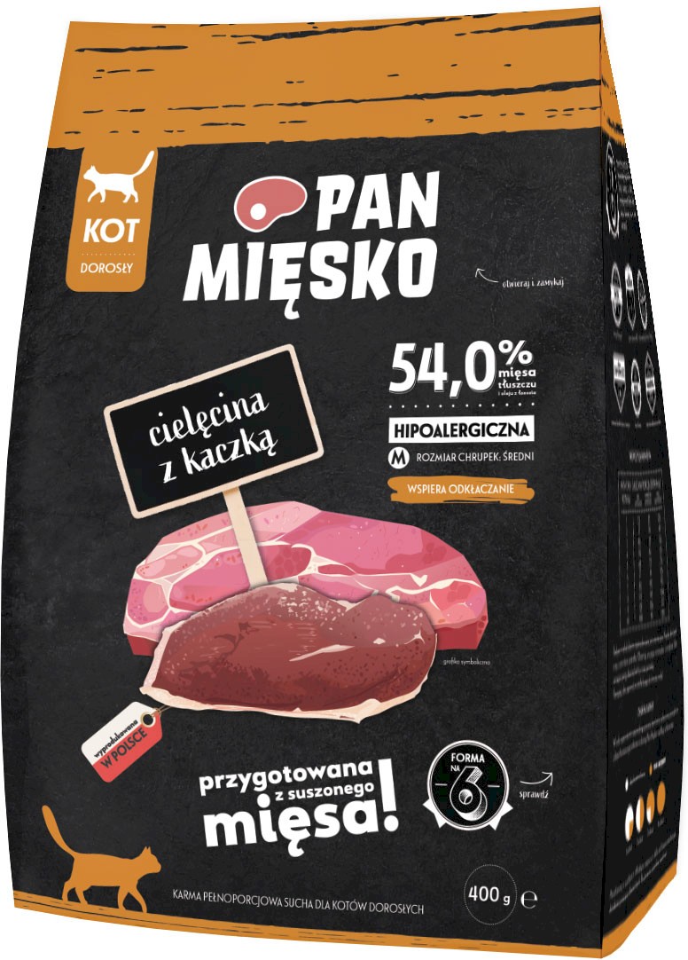 Pan Mięsko Hairball cielęcina, kaczka adult 400 g