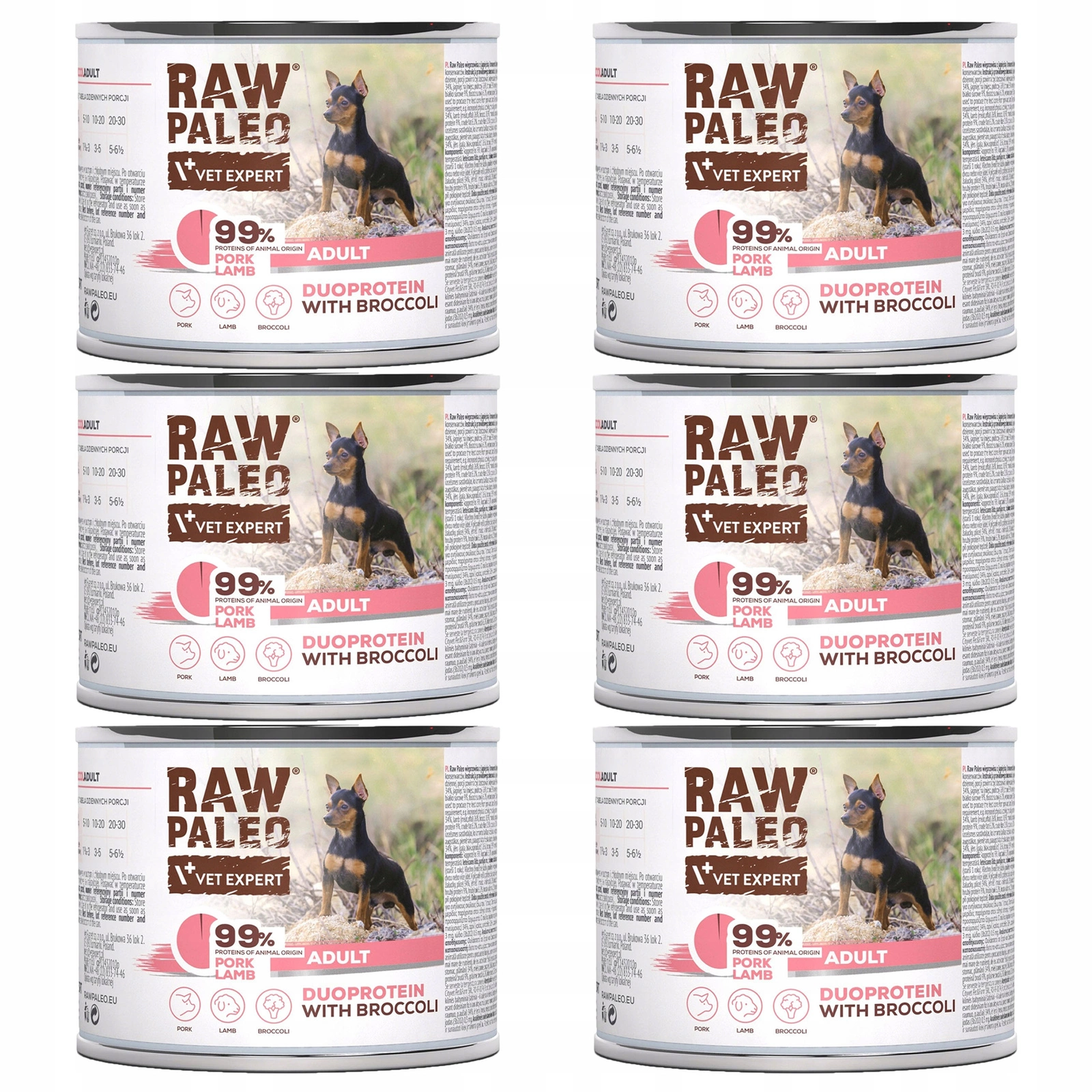 VetExpert Raw Paleo jagnięcina, wieprzowina adult 200 g × 6