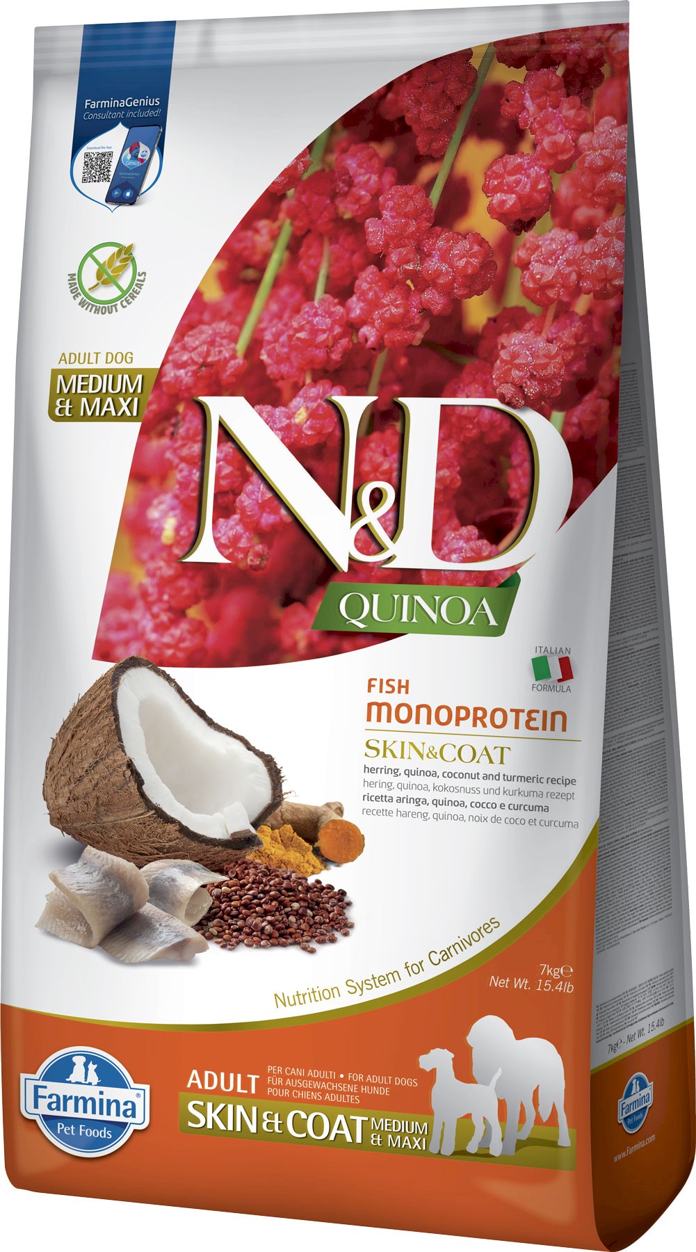 Farmina N&D Quinoa śledź adult średnie rasy, duże rasy 7 kg