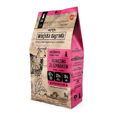 Wiejska Zagroda jagnięcina ze szpinakiem puppy 9 kg × 2