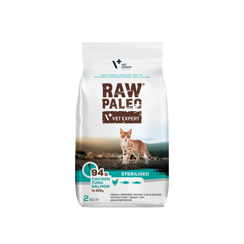 VetExpert Raw Paleo Sterilised kurczak, tuńczyk, łosoś 2 kg