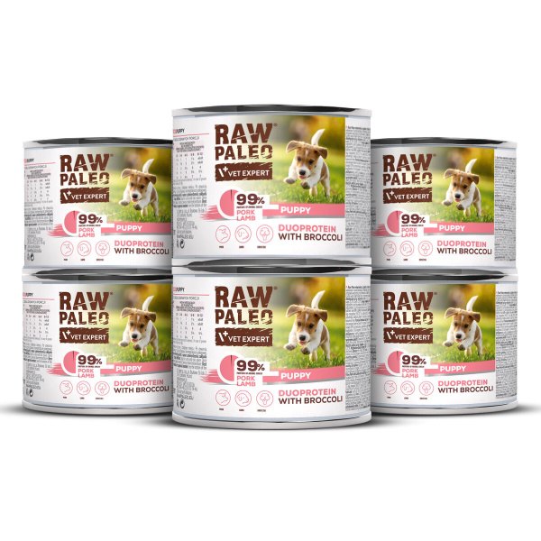 VetExpert Raw Paleo jagnięcina, wieprzowina puppy 200 g × 6