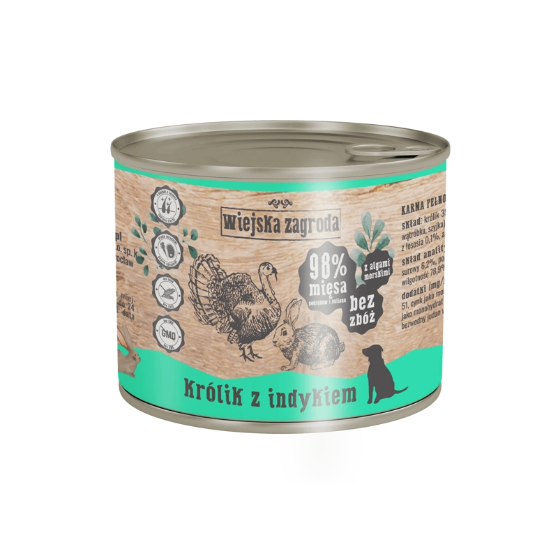 Wiejska Zagroda indyk, królik adult 200 g