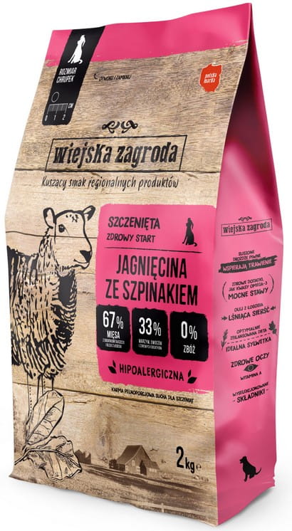 Wiejska Zagroda jagnięcina ze szpinakiem puppy małe rasy, średnie rasy 2 kg