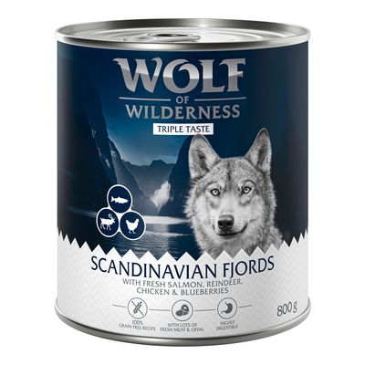 Wolf of Wilderness Triple Taste kurczak, renifer, łosoś adult 800 g × 24