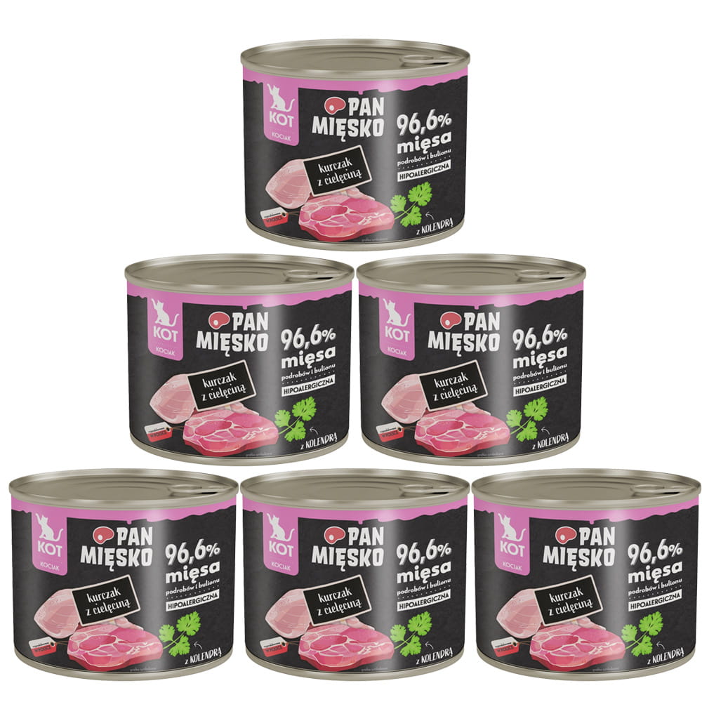 Pan Mięsko cielęcina, kurczak kitten 200 g × 6