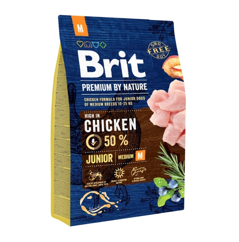 Brit By Nature kurczak junior średnie rasy 3 kg