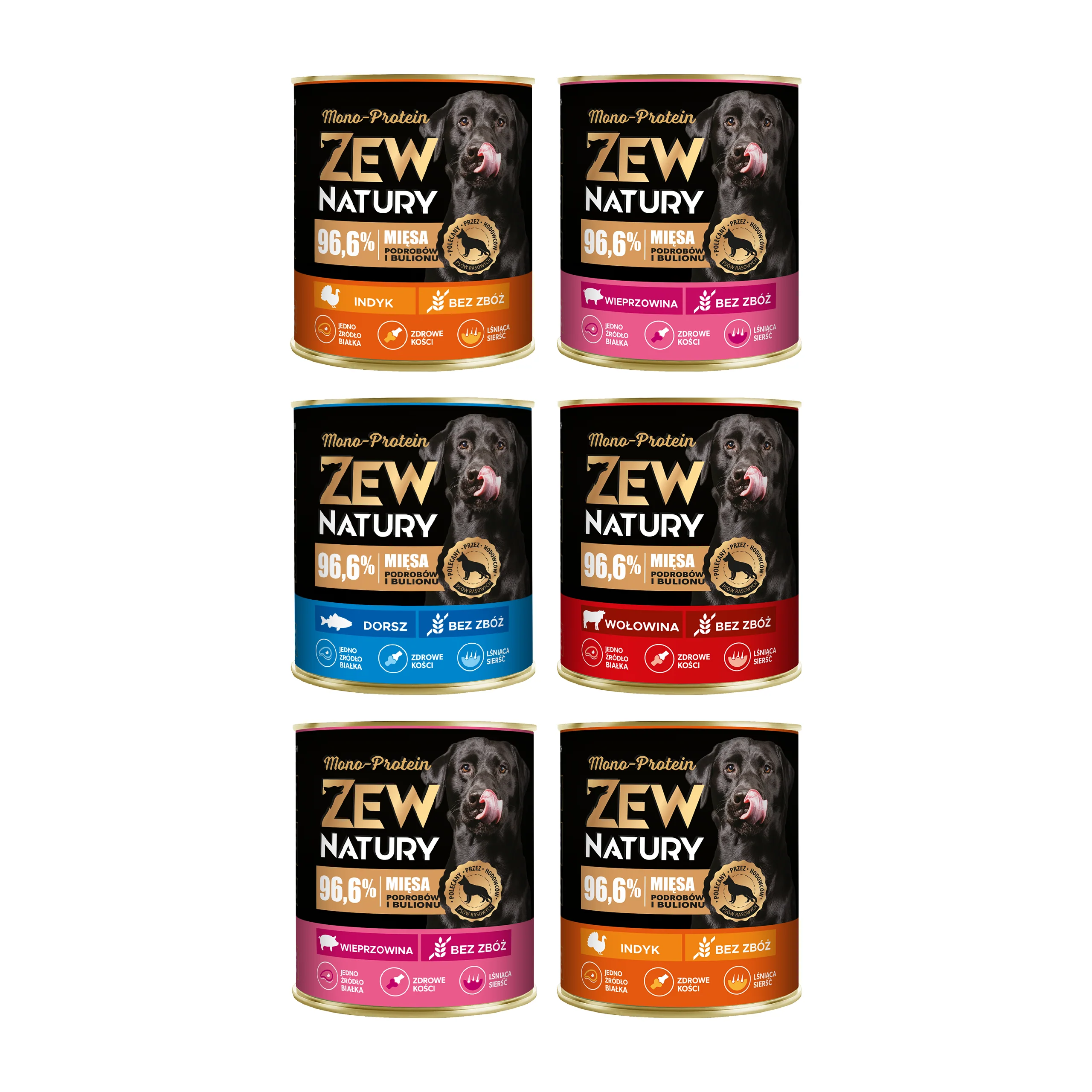 Zew Natury Mono-Protein dorsz, indyk, wieprzowina, wołowina 800 g × 6