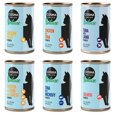 Cosma Nature Indoor mix smaków w bulionie 140 g × 6