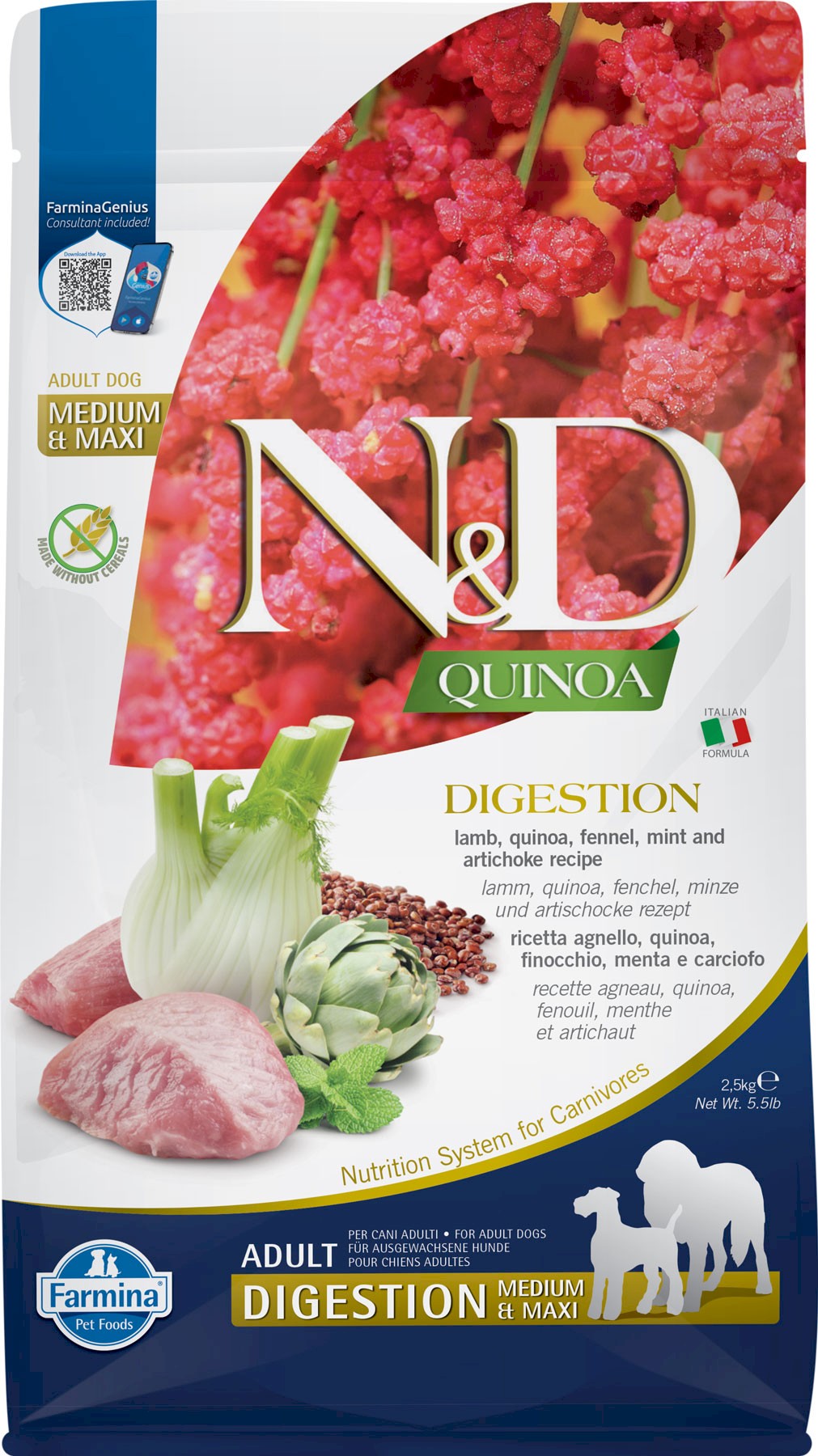 Farmina N&D Quinoa jagnięcina adult średnie rasy, duże rasy 2,5 kg
