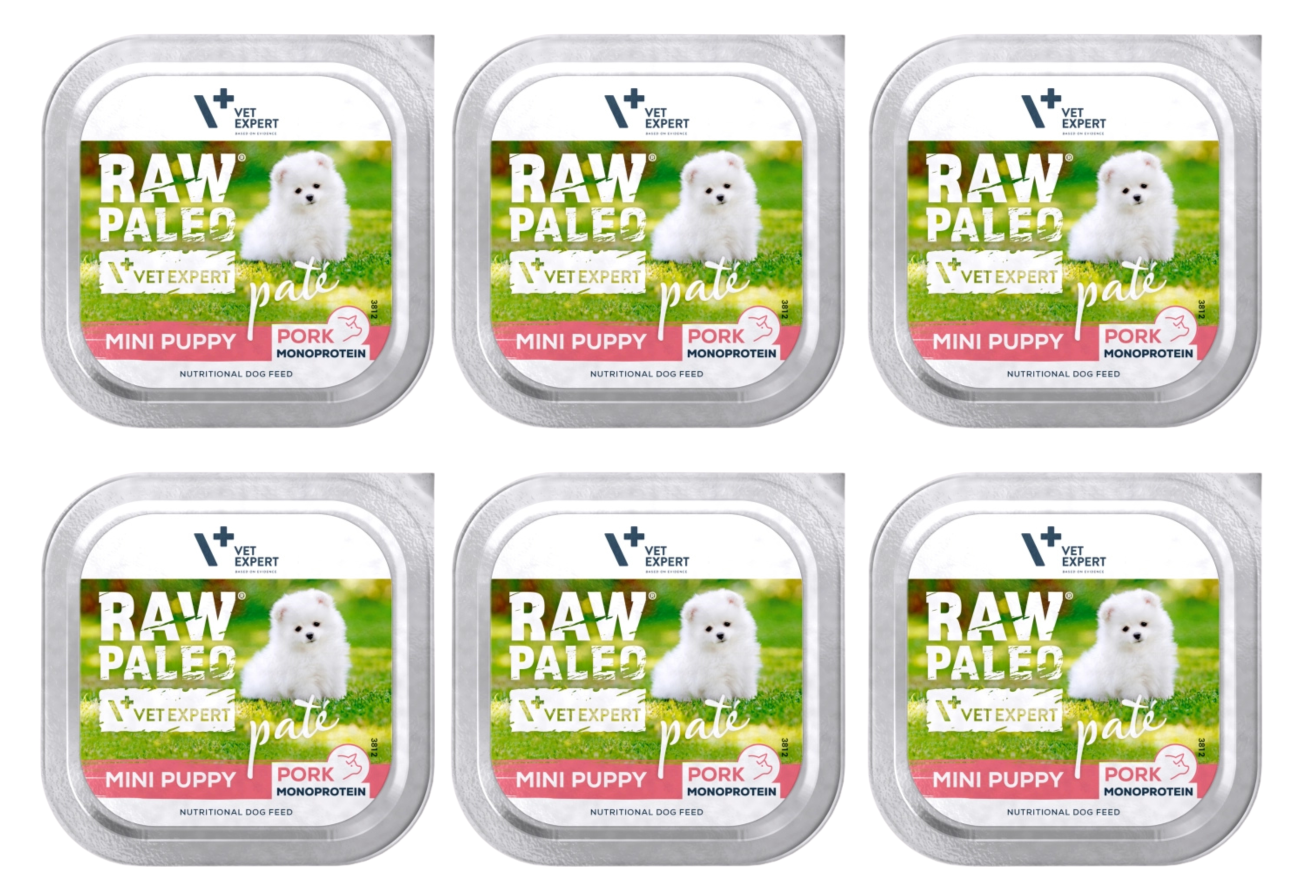 VetExpert Raw Paleo wieprzowina puppy małe rasy 150 g × 6