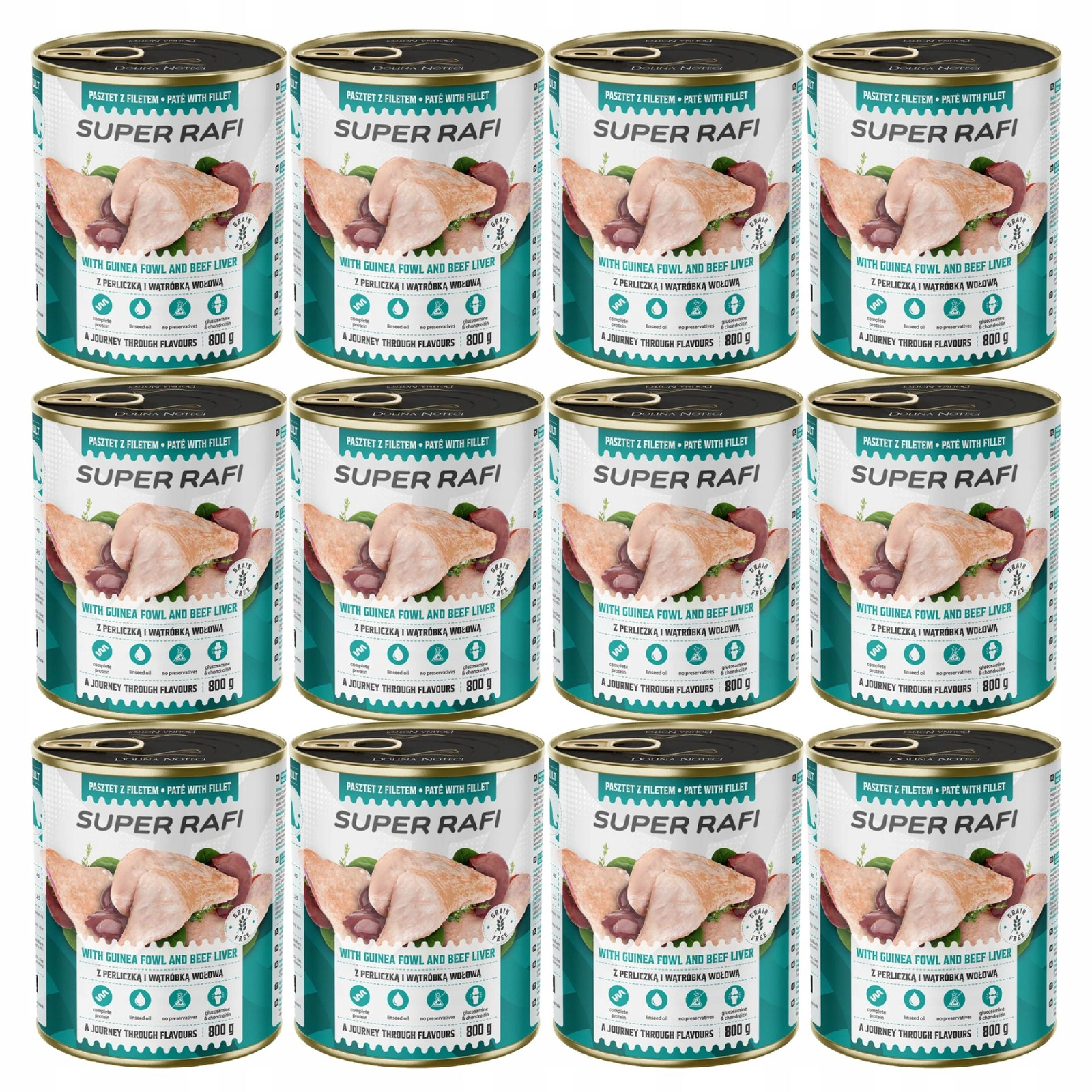 Rafi perliczka, wątróbka wołowa adult 800 g × 12