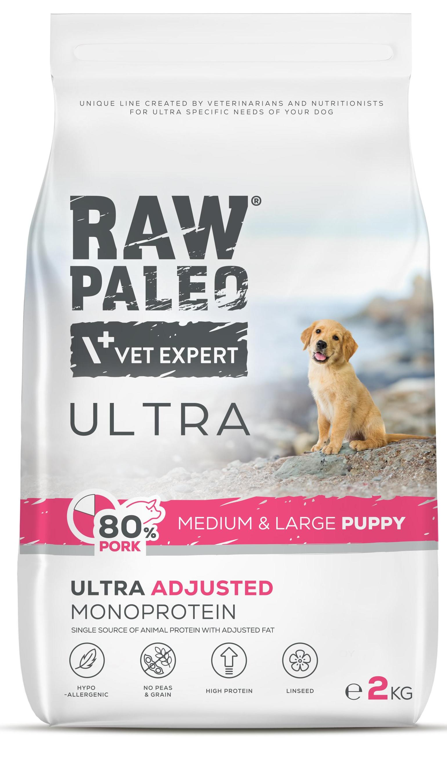 VetExpert Raw Paleo Ultra wieprzowina puppy średnie rasy, duże rasy 2 kg
