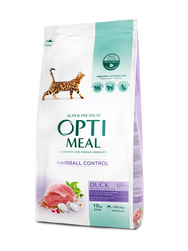 Optimeal Hairball kaczka adult 10 kg