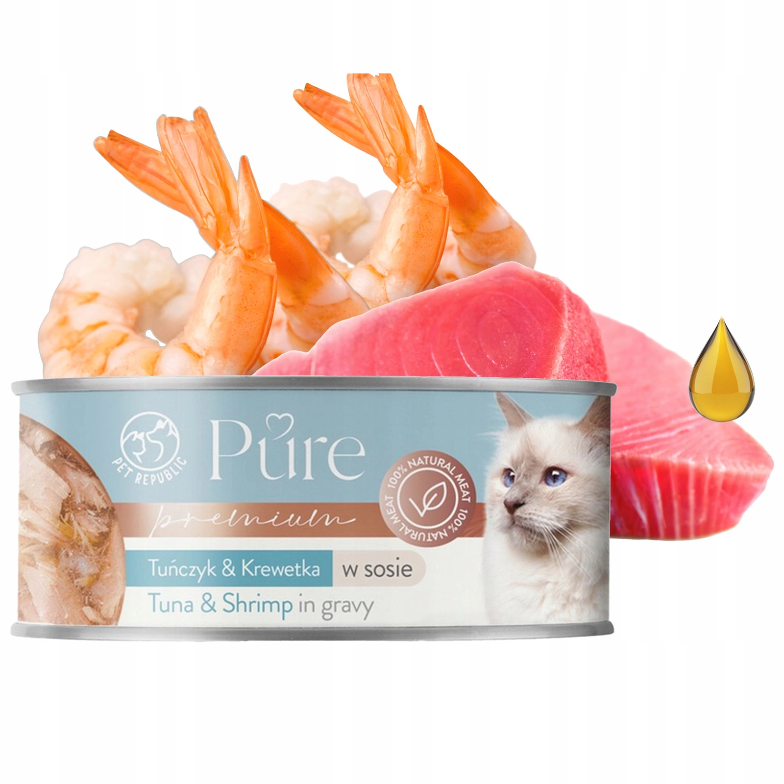 Pet Republic Pure krewetka, tuńczyk w sosie 80 g