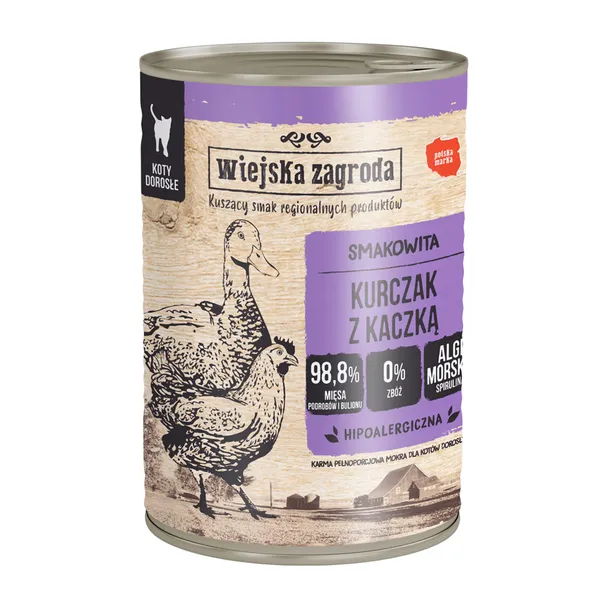 Wiejska Zagroda Digestive Sensitive kurczak z kaczką w bulionie 400 g