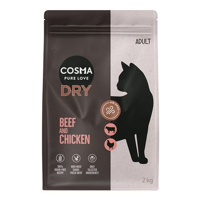 Cosma Pure Love Indoor kurczak, wołowina adult 2 kg × 2