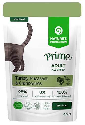 Nature's Protection Prime Sterilised bażant, indyk adult 85 g