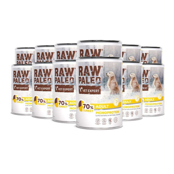 VetExpert Raw Paleo Monoprotein indyk adult 400 g × 12