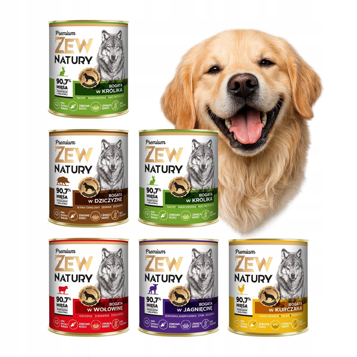 Zew Natury Premium dziczyzna, jagnięcina, królik, kurczak, wołowina 800 g × 6