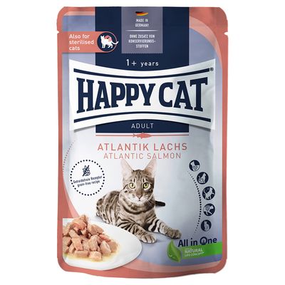 Happy Cat Pouch Meat Skin & Coat łosoś w sosie adult 85 g × 12