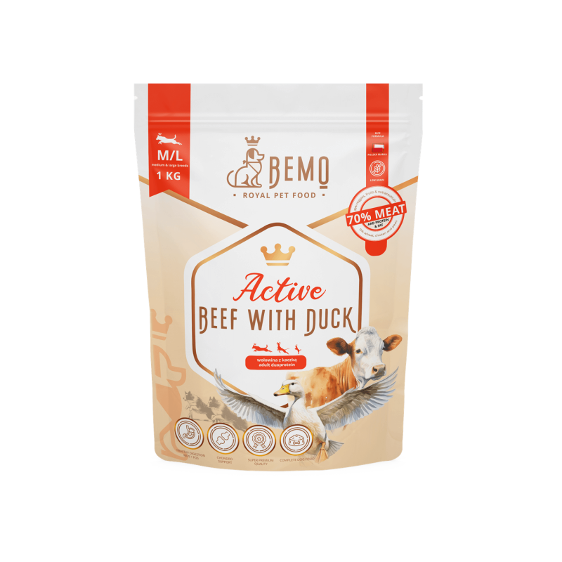 Bemo Active wołowina, kaczka adult średnie rasy, duże rasy 1 kg