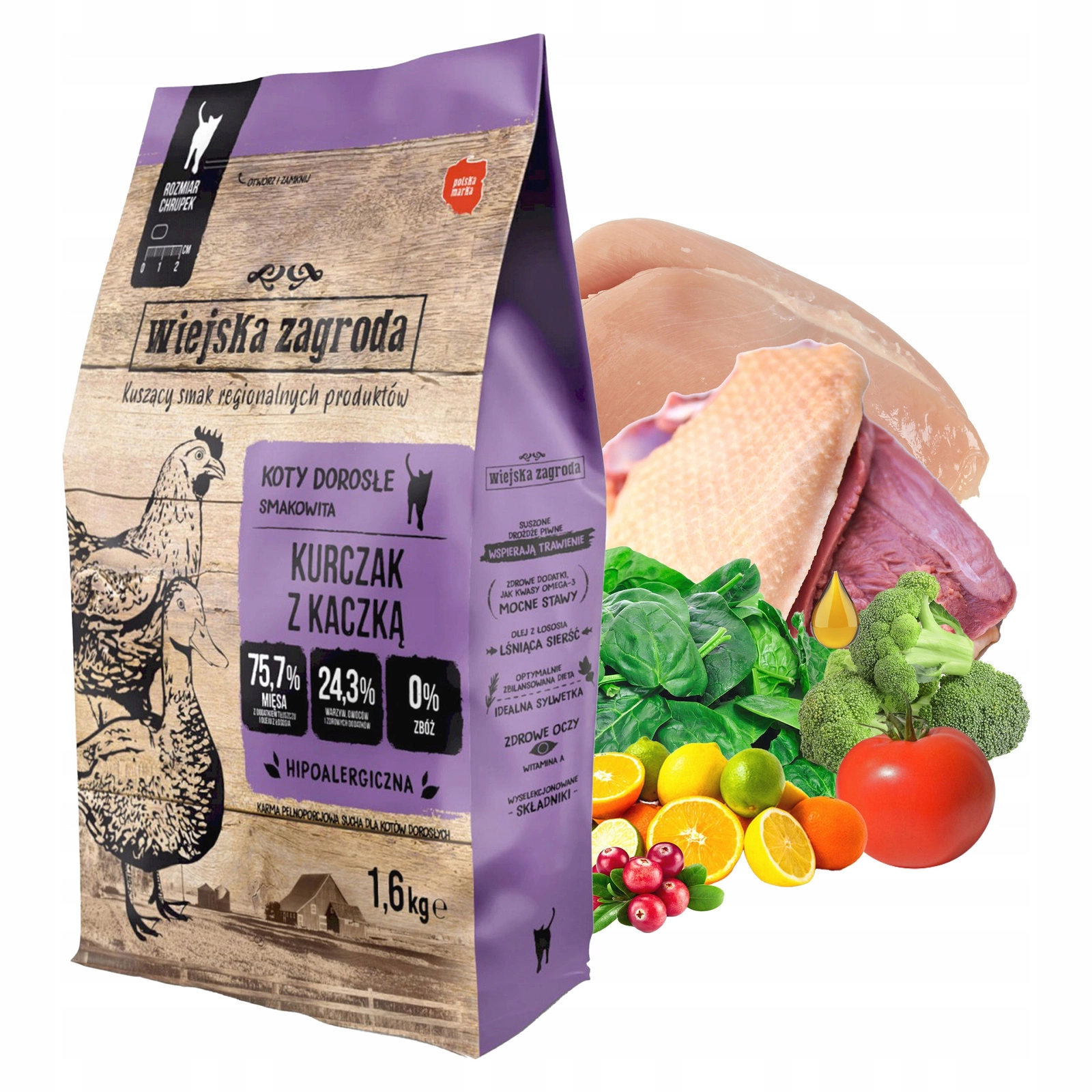 Wiejska Zagroda Indoor kurczak, kaczka adult 1,6 kg