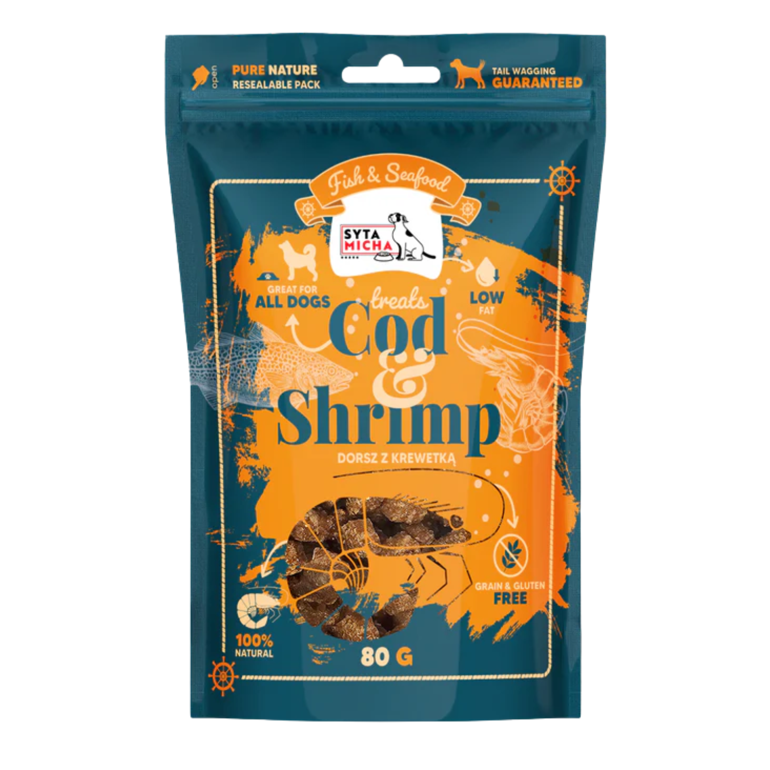 Syta Micha Fish & Seafood dorsz, krewetka 80 g