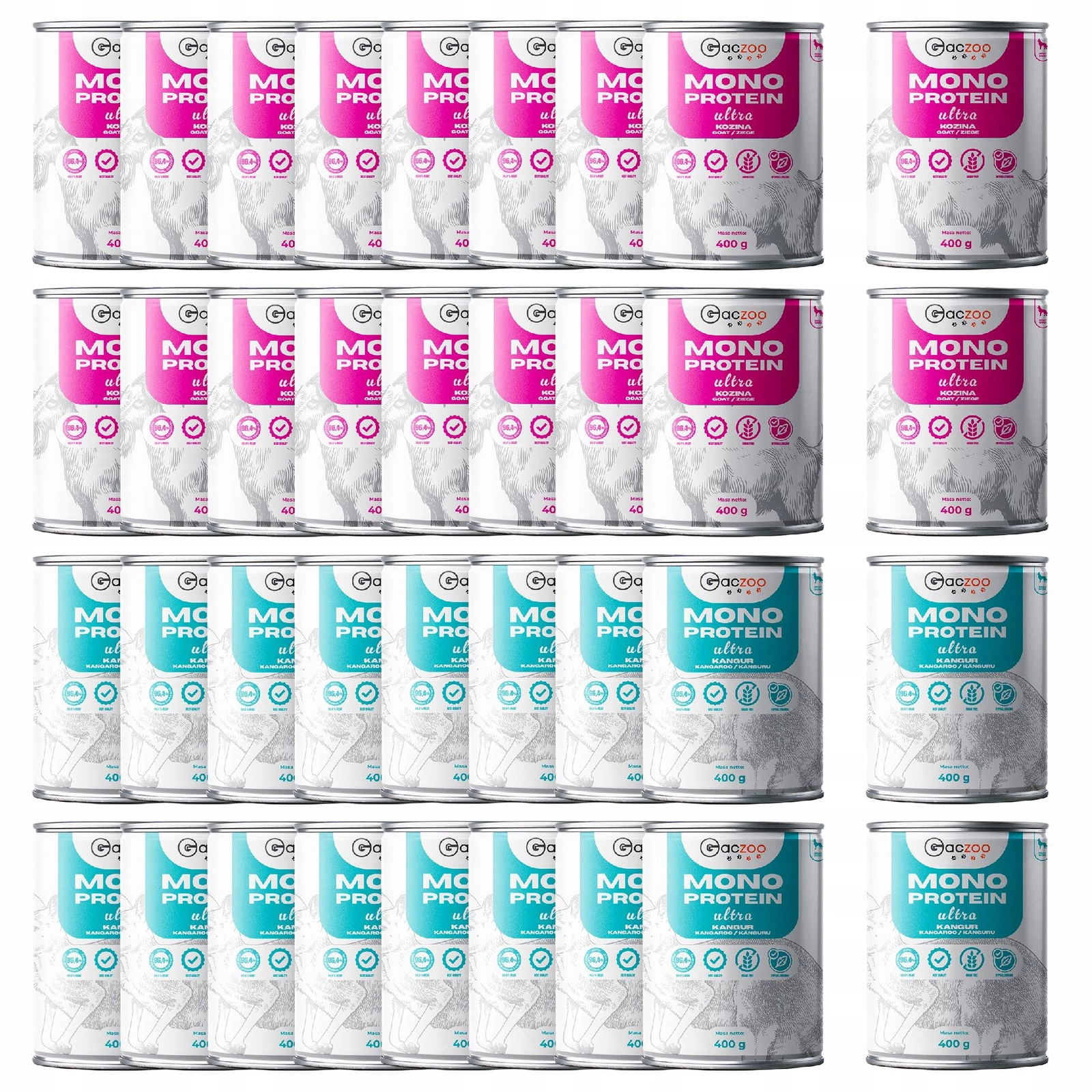Gaczoo Mono Protein Ultra mix smaków adult 400 g × 36
