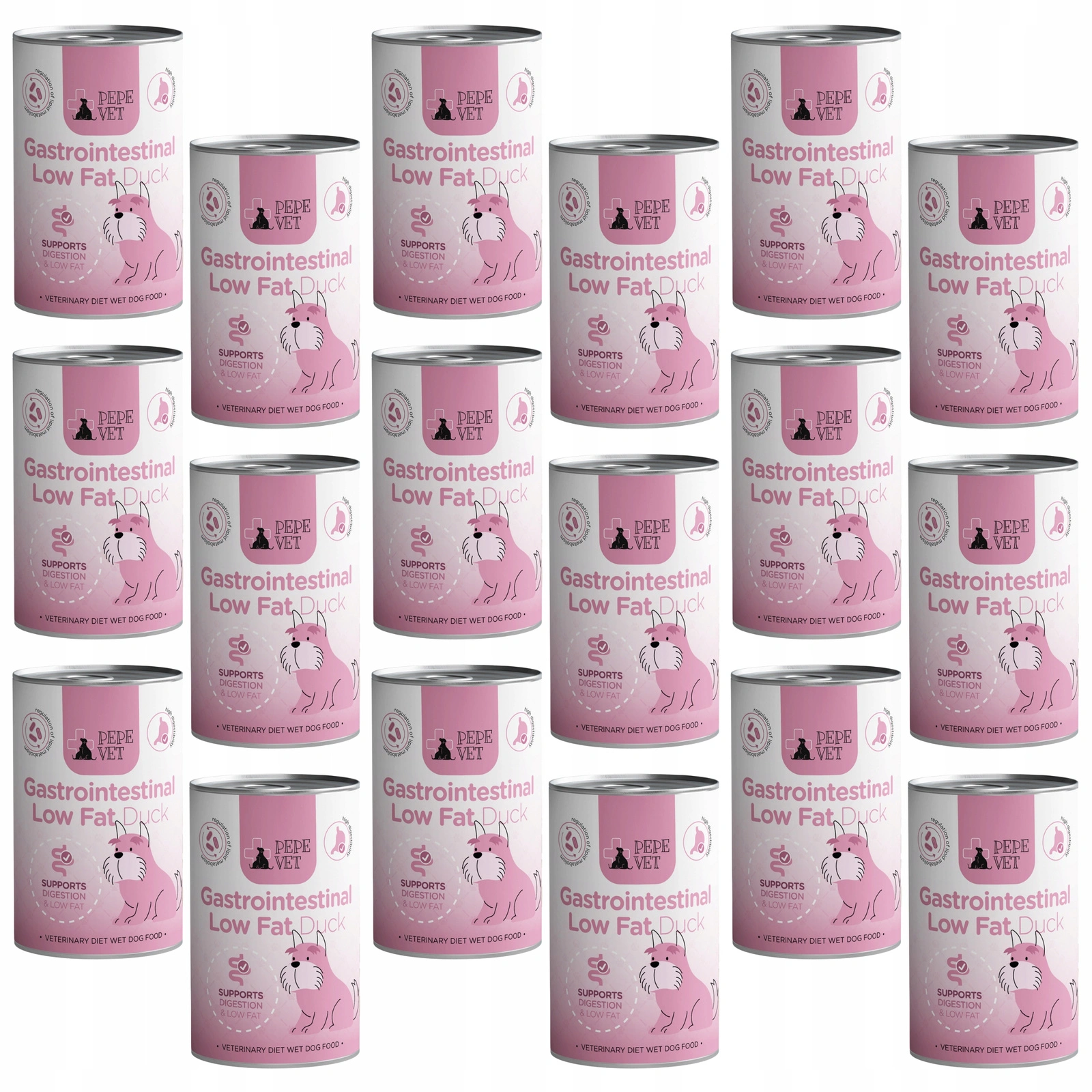 Paka Zwierzaka Pepe Vet Gastrointestinal Low Fat kaczka adult 400 g × 18