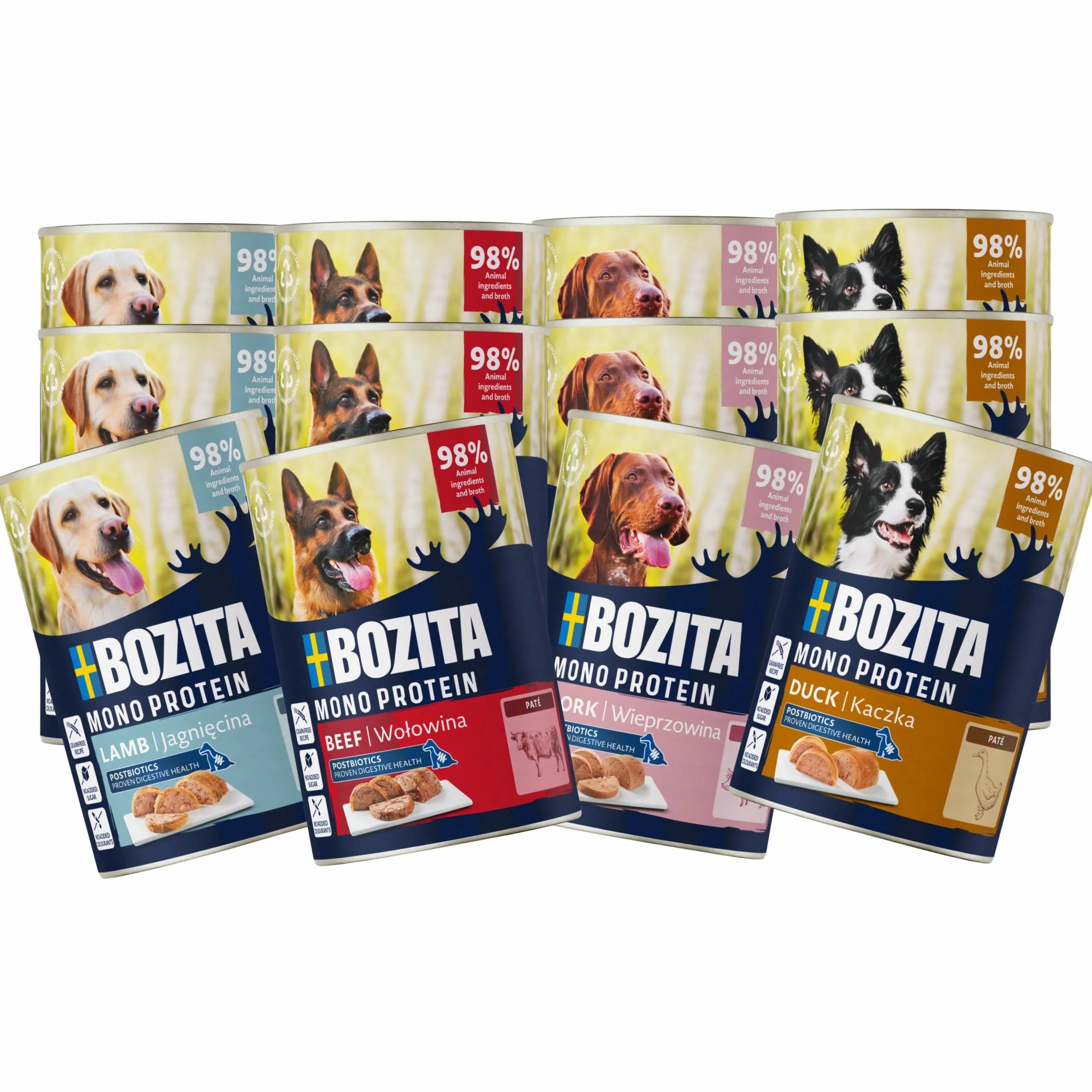 Bozita Mono jagnięcina, kaczka, wieprzowina, wołowina adult 400 g × 12