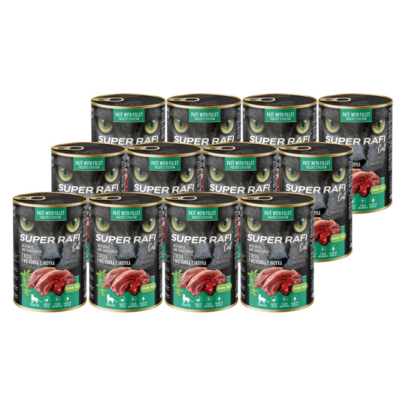 Rafi Super Rafi Cat Sterilised gęś, indyk 400 g × 12