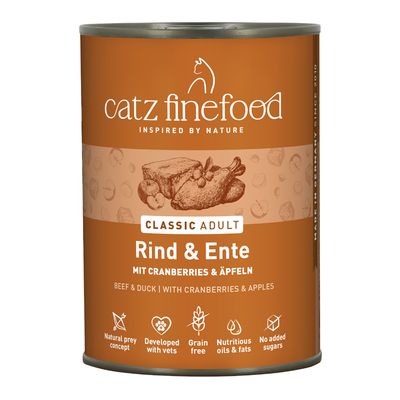Catz Finefood Classic Adult kaczka, wołowina adult 400 g × 12